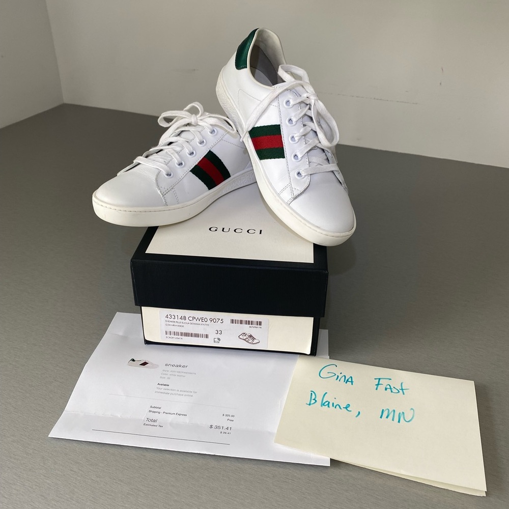 Youth Size 33 Gucci Ace Tennis Shoe